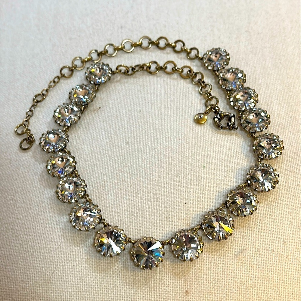 J. Crew Gold and Crystal Station Necklace 21” Adjustable Length - GUC